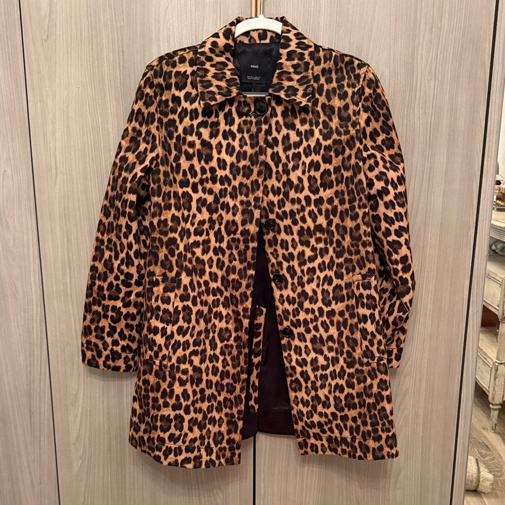 Mango Leopard Print Trench Coat in Leopard